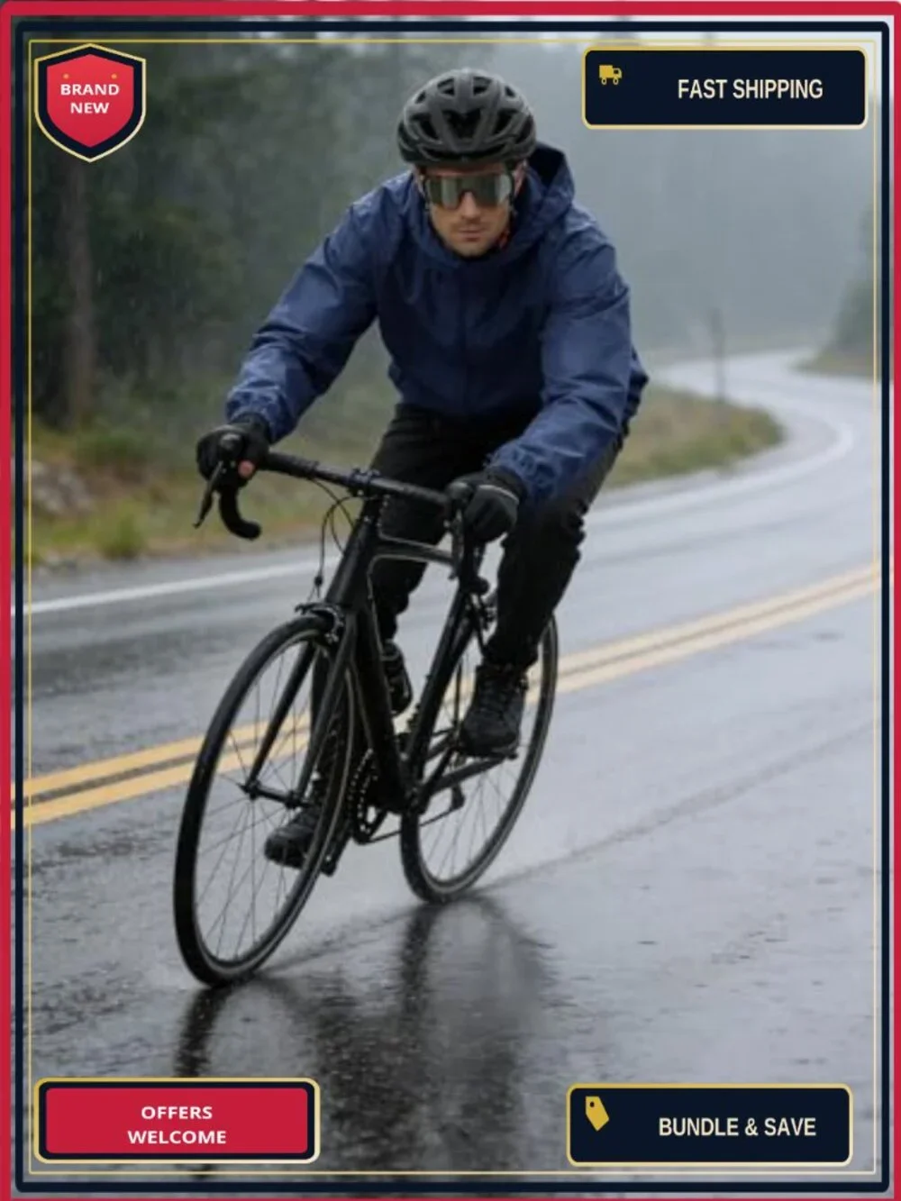 Mens Waterproof Rain Jacket Lightweight Packable Windbreaker